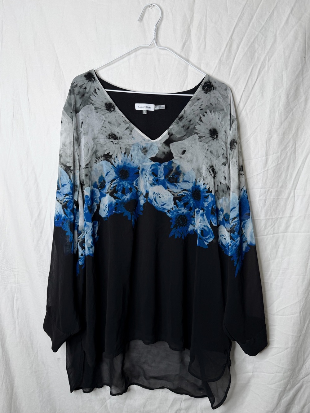 Calvin Klein Tunic Double Lined Floral Top Relaxed Fit Size 3X
